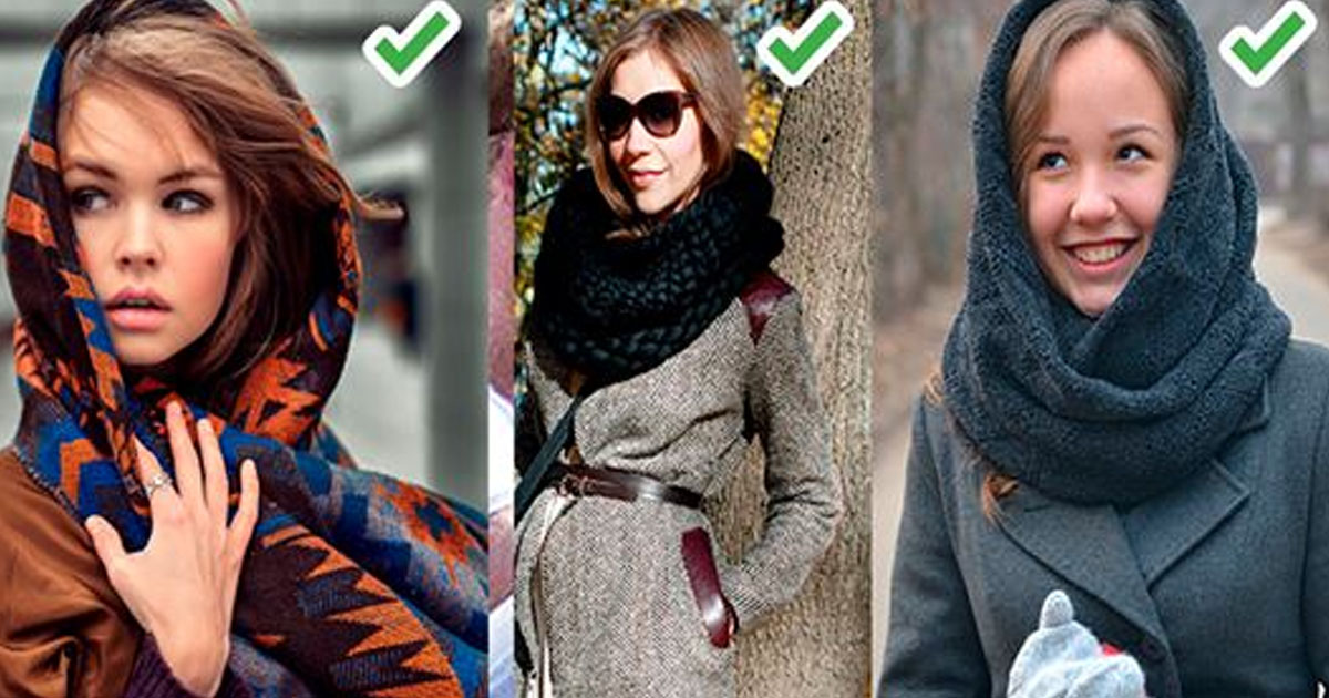 Как завязать шарф на голове под пальто