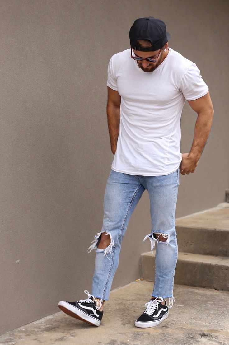 Кеды Ванс мужские с джинсами
